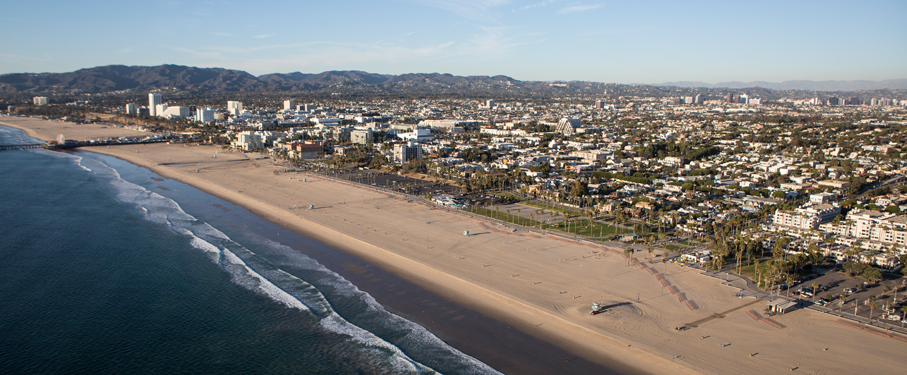 aerial view of the Pacific Ocean at Dockweiler Beach