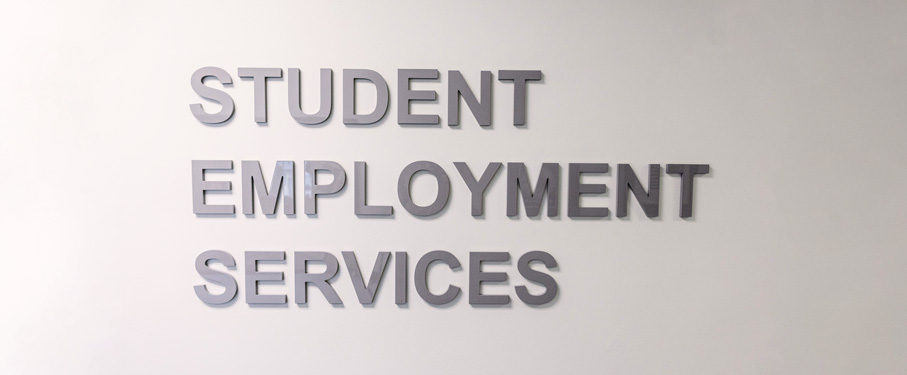 white wall with the words Student Employment Services on it