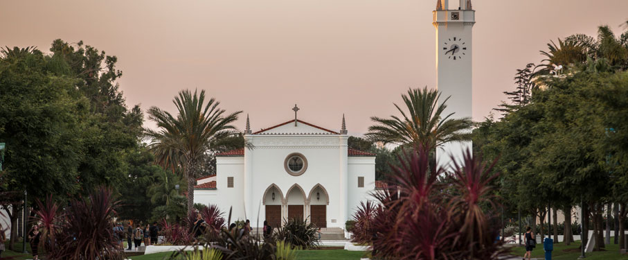 Sacred Heart Chapel during a sunset