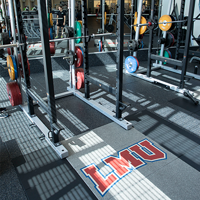 weights and new flooring in fitness center