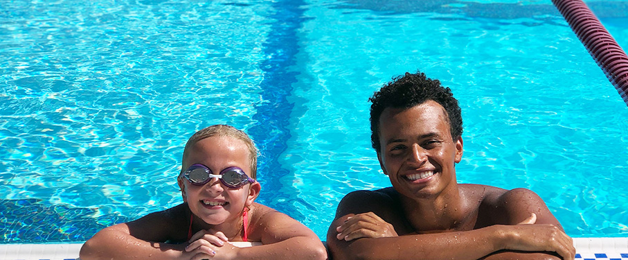 swim instructor and child