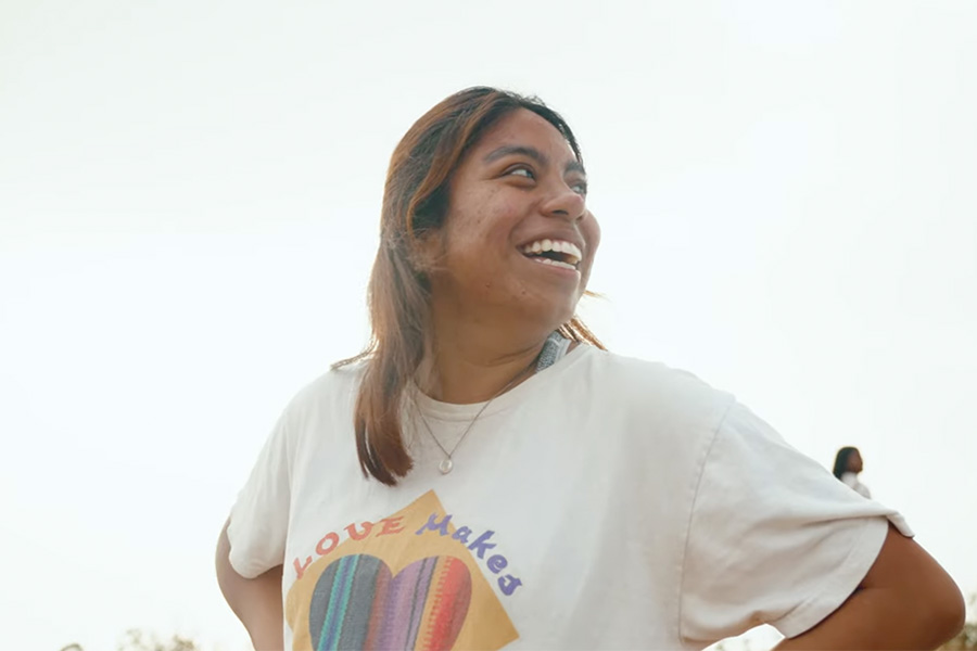 Anabel Lynch stands outside on an AB immersion.