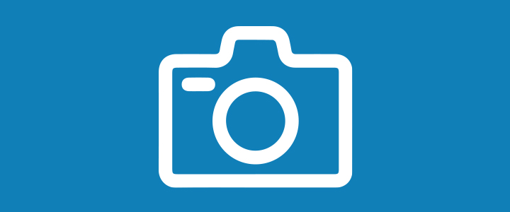 Camera icon on a blue background