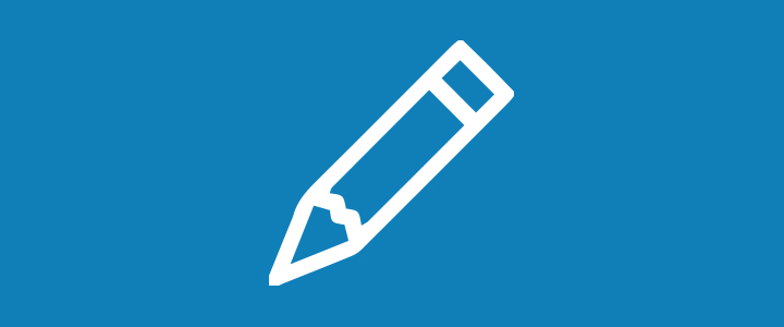 Pen icon on a blue background