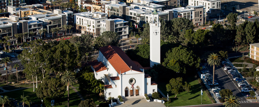 aerial view of Sacred Heart Chapel and Playa Vista