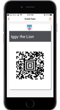 Screenshot of a Phone with a QR Code for LEO Event Pass